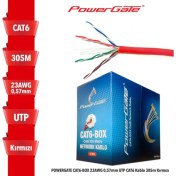 Resim Powergate Cat6-Box 23AWG 0,57MM Utp Cat6 Kablo 305M Kırmızı 