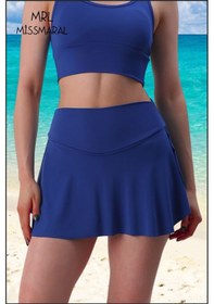 Resim Missmaral Mini Şort Etek Görünümlü Etek Içi Şortlu Cepli Spor Tasarım Tenis Deniz Havuz Fitness Mavi 1107 Mavi 