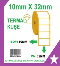 Resim Termal- Kuşe 10X32MM 2'Li Barkod Etiket 10 Rulo 100000 Adet 