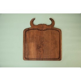 Resim Fam Wood Art %100 Doğal Çam Steak Tahtası Hamburger Tabağı Kahverengi 