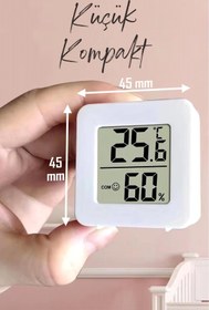 Resim Telvesse 4 Adet Mini Sıcaklık Nem Ölçer LCD Ekran Oda Termometre Duvara Takılabilen Masaüstü Higrometre Beyaz 