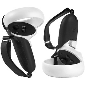 Resim Oculus Quest 2 VR Denetleyicisi İçin 1 Çift Silikon Koruyucu Siyah 