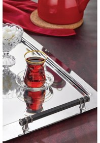Resim Polochef Beren Çay Kahve Sunum Tepsisi Paslanmaz Çelik Gümüş 