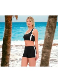 Resim Shopiolog Şeritli Şortlu Yüzücü Bikini 