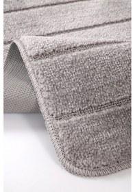 Resim Doğal Kaymaz Taban Banyo Paspas Set Yumuşak Dokulu Su Emici Yıkanabilir Yeni Çizgili Set 50x80-50x40 Gri 