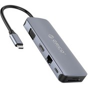 Resim Orico Type-C to USB 3.0 4K 30Hz VGA RJ45 PD Dönüştürücü HUB Koyu Gri 