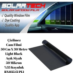 Resim Solartech Çizilmez Cam Filmi 50 Cm X 30 Metre Light Black Açık Siyah 50 Mikron %35 Koyuluk RX035 (2 PL) 