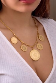 Resim Bby13 Altın Kaplama Beşi Bir Yerde Kolye (halat Zincirli) 