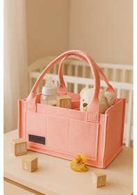 Resim Yunusoğlu Home Anne Bebek Keçe Bakım Çantası Yenidoğan İçin Organizer Düzenleyici Çok Amaçlı Pembe 