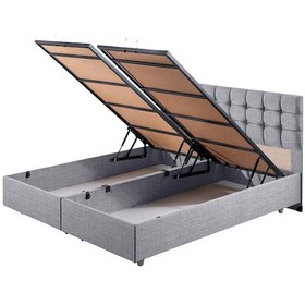 Resim Venedik İkili Set, Venedik Çift Kişilik Baza Başlık Seti Açık Gri 160 x 200 