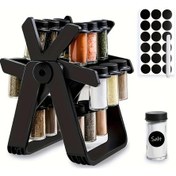 Resim Tianchishop Siyah Yepyeni Abs Malzeme 18li Baharatlik Seti 360 Derece Donen Dolap Mühürlü Nem Gecirmez 