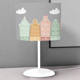 Resim instababyrooms Renkli Ev Desenli Çocuk Odası Dijital Baskılı Çocuk Odası Masaüstü Abajur Avize 