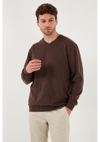 Resim Buratti Pamuklu Regular Fit V Yaka Erkek Kazak 456202 V Kahve 