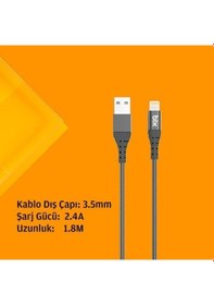 Resim Bix Apple iPhone Uyumlu Için Ultra Güçlendirilmiş Mfı Lightning Şarj Kablosu 