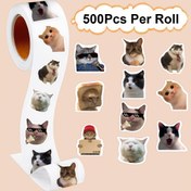 Resim 500 Adet Eğlenceli Kedi Sticker Rulosu - 2.5cm Benzersiz Şekiller, El Sanatları, Scrapbooking & Dekorasyon için Kendinden Yapışkanlı Kağıt Stickerlar, Moda Gözlükleri, Şapkalar & Oynak Pozlar, Komik Stickerlar 