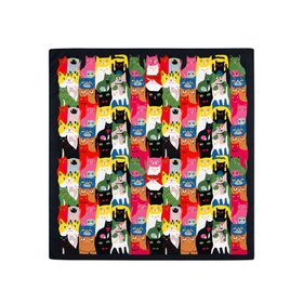 Resim Neşeli Kediler Fular - Siyah | 68 cm x 68 cm 