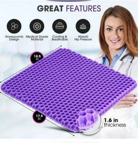 Resim Funtree Jel Koltuk Minderi Yaz Nefesli Petek Basınç Tahliye Geri Kuyruk Kemiği Mor 40x35x2.4cm Diğer 