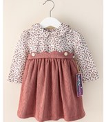 Resim Gömlek Yakalı Kadife Bebek Elbise 001 