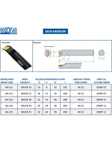 Resim Mertsan Torna Delik Kateri Sducr 12 - 12X150 mm Takım Ölçüsü, 93° Derece, Dcmt 07 Kesici Uç Kullanır. 