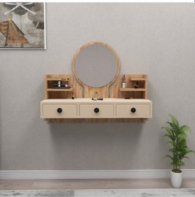 Resim Arnetti Polina Makyaj Masası Aynalı Duvara Monte Atlantik Çam Bej 