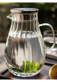 Resim Qerhome Borosilikat Cam Çizgili Sürahi 1800 Ml 