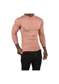 Resim Deepsea Erkek Gülkurusu Slim Fit Likralı Tüylenme Yapmayan Yarım Balıkçı Çizgili Triko Yarım Boğazlı Kazak 2505503 Gülkurusu 