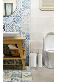 Resim The Mia Çöp Kovası & Tuvalet Fırçası Seti Beyaz 