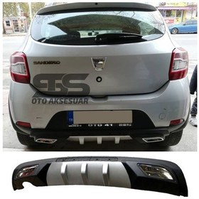 Resim Dacia Sandero Difüzör Arka Tampon Eki 2 Egzoz Çıkışlı Gri 