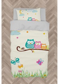 Resim Mekta Home Bebek Ve Çocuk Odası Küçük Baykuşlar Ve Çimen Desenli Nevresim Takımı 