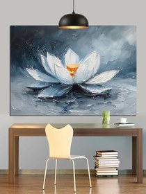 Resim Beyaz Lotus Çiçeği Dekoratif Kanvas - Mdf Ahşap Tablo 