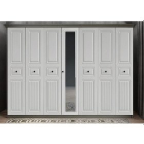 Resim Arona Membran 7 Kapaklı Gardırop Montaj Dahil Füme Beyaz 245 Cm 