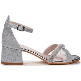 Resim Kiko Kids Tanda Kum Simli Kız Çocuk 4 Cm Topuklu Sandalet Abiye Ayakkabı Gümüş Gümüş 