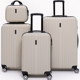 Resim 4'lü Valiz Seti Elatae Valiz Büyük - Orta - Kabin Boy Ve Makyaj Bej 1020 Bej 
