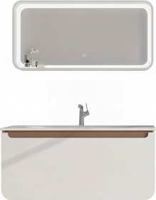 Resim Creavit Pion 120 Cm Lavabo Dolabı Beyaz Cappucino Ve Led Ayna Beyaz 