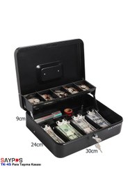 Resim Saypos 4 Banknot 5 Bozuk Para Gözlü Taşıma Kulplu Metal Para Kasası 
