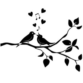 Resim Şarkı Söyleyen Kuşlar - Araç, Oto, Laptop, Duvar Uyumlu Sticker 60 42 Cm 