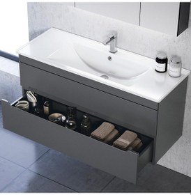 Resim Orka Varna 100 Cm Mdf Mat Antrasit Banyo Dolabı Takımı Çok Renkli 