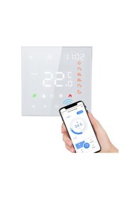 Resim Padalink Beyaz Wifi Akıllı Su Isıtma Termostati, Tuya Uygulaması İle Programlanabilir, Ses Kontrollü Dokunmatik Ekran, 3a Yük, 5-70 C Aralığı 