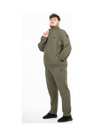 Resim Maraton Sportswear Büyük Beden Erkek Dik Yaka Reglan Kol Basic Haki Eşofman Takımı 21854-Haki 