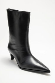 Resim Luvishoes Luvi Shoes Aleo Siyah Cilt Hakiki Deri Sivri Burunlu Kadın Kısa Topuklu Bot Siyah-Cilt 