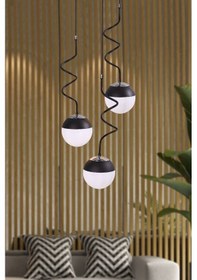 Resim Stella 3 Lü Krom-siyah Metal Gövde Beyaz Camlı Tasarım Lüx S... Siyah 