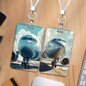 Resim 1 adet Havaalanı İllüstrasyon Serisi ID Tutucu, Kampüs Çalışma Bileti, Erişim Kartı, Otobüs Kartı, Lanyard ile Sevimli ve Pratik Kart Tutucu, Dayanıklı Plastik Malzeme 