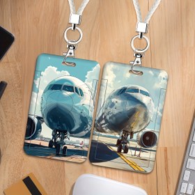 Resim 1 adet Havaalanı İllüstrasyon Serisi ID Tutucu, Kampüs Çalışma Bileti, Erişim Kartı, Otobüs Kartı, Lanyard ile Sevimli ve Pratik Kart Tutucu, Dayanıklı Plastik Malzeme 