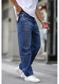 Resim Madmext Koyu Mavi Erkek Yıkamalı Baggy Jean 7216-koyu Mavi Koyu Mavi 