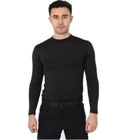 Resim Siyah Micro Uzun Kol Tişört - Outdoor Spor Tişörtü Siyah 