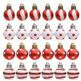 Resim 24 Adet Mini Noel Süsleri - Renkli Boyalı Tatil Topları, Ağaç Süslemesi İçin Mükemmel, Noel & Sevgililer Günü İçin 