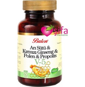Resim Balen Arı Sütü & Ginseng & Polen & Propolis V5 1000 MG 60 Tablet 