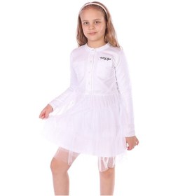Resim Toontoy Kız Çocuk Düğmeli Toontoy Girl Nakışlı Tüllü Elbise Siyah 