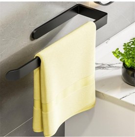 Resim Siyah Yapışkanlı Solo Peçetelik Ve Havluluk Paslanmaz Metal Lüks Tasarım Kağıt Havlu Askısı, Delmeden Montajlı Mutfak Ve Banyo Peçete Tutucu 