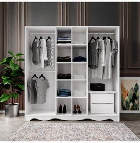 Resim Free 6 Kapaklı 2 Çekmeceli Country Modüler Gardırop 